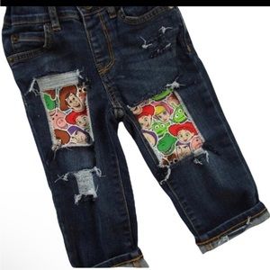 Toy story skinny jeans girls//boys stretch distressed made with toy story fabric